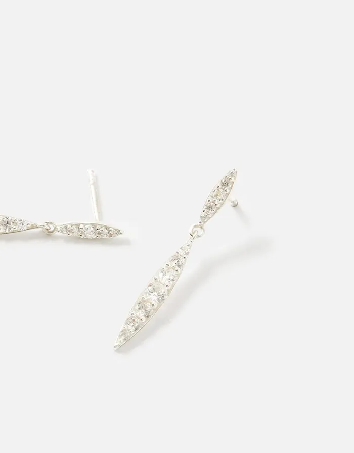 Accessorize Sterling Silver Pave Droplet Earrings Women Earrings