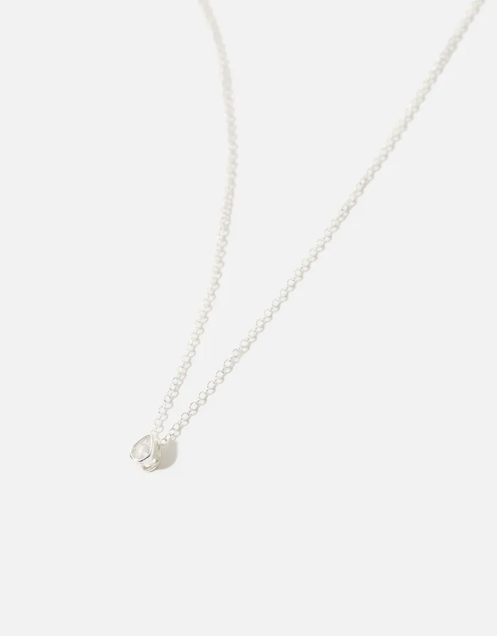 Accessorize Sterling Silver Teardrop Pendant Necklace Women Necklaces