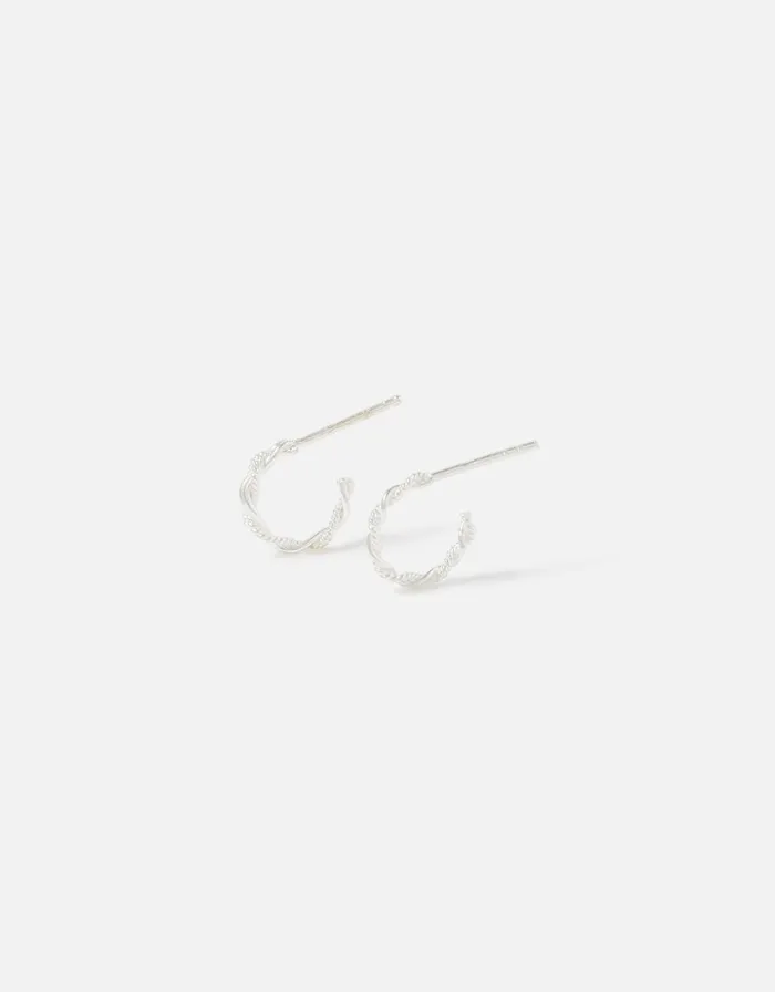 Accessorize Sterling Silver Twisted Rope Hoops Women Earrings
