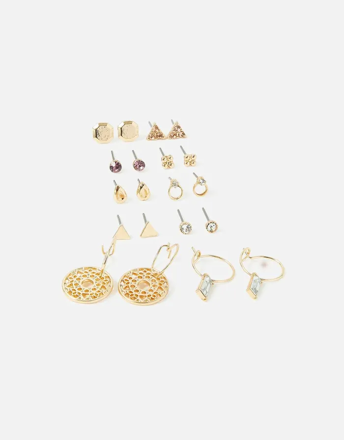 Accessorize Super Classic Crystal Stud And Hoop Multipack Women Earrings