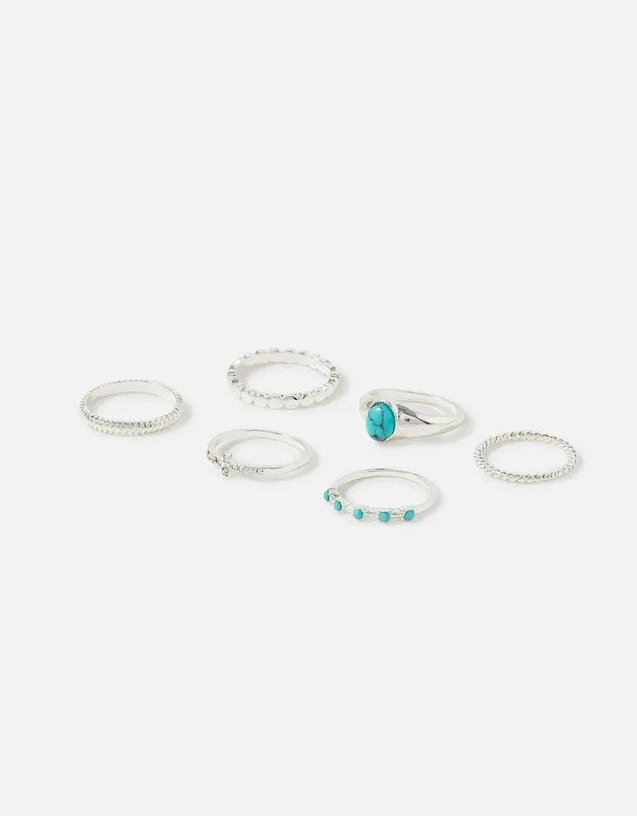 Accessorize Super Classics Turquoise Stacking Ring Multipack Blue Turquoise Women Rings