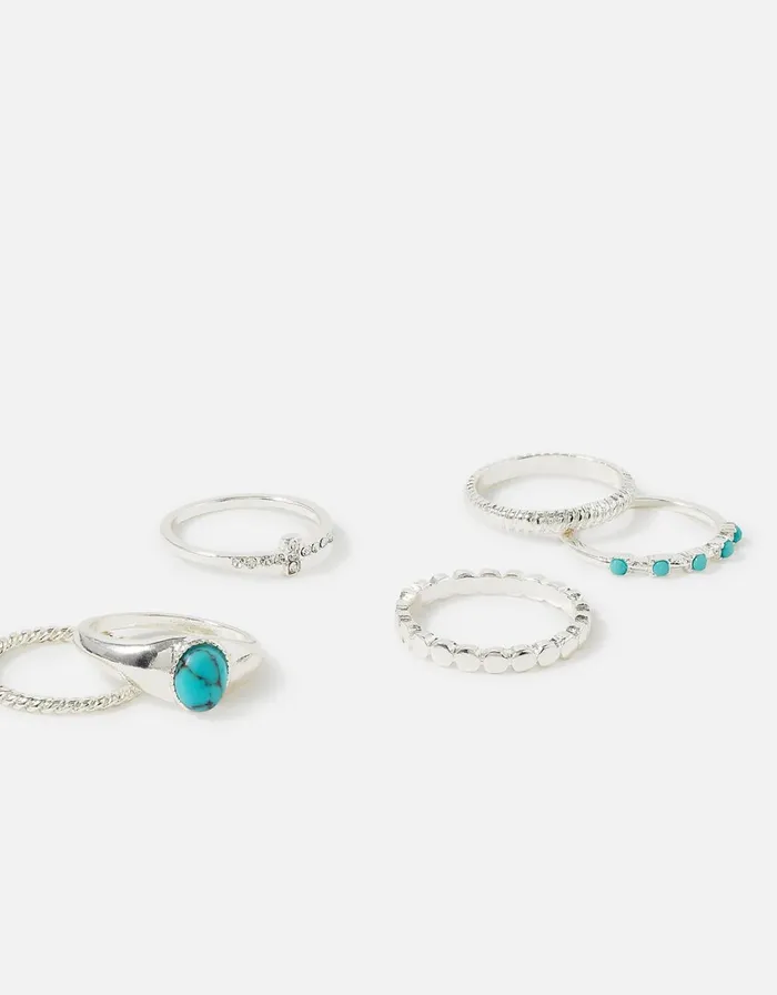 Accessorize Super Classics Turquoise Stacking Ring Multipack Blue Turquoise Women Rings