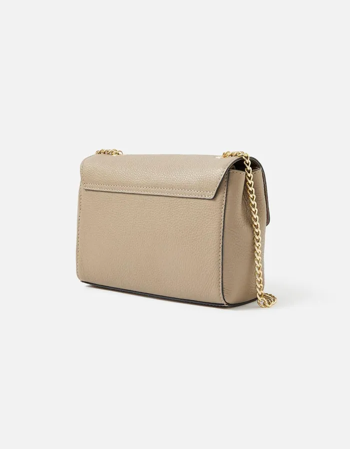 Accessorize Twist Lock Chain Leather CrossBody Bag Women Leather Bags