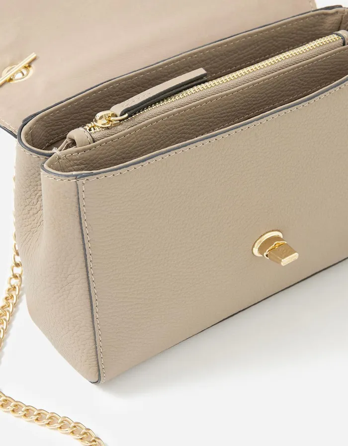 Accessorize Twist Lock Chain Leather CrossBody Bag Women Leather Bags