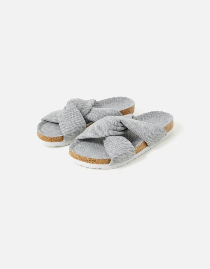 Accessorize Twist Waffle Footbed Slippers Grey Grey Women Slippers