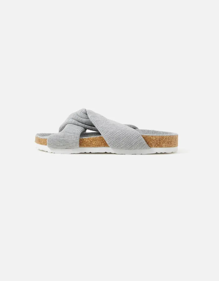 Accessorize Twist Waffle Footbed Slippers Grey Grey Women Slippers