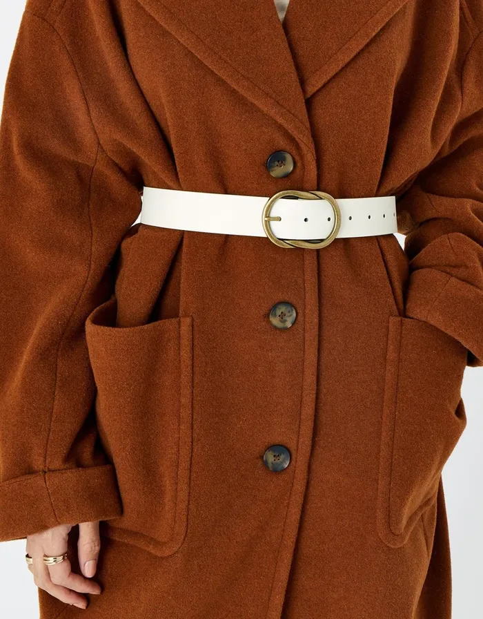 Accessorize Vintage Buckle Belt Cream Cream Women Belts