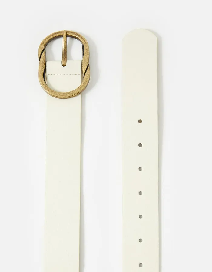 Accessorize Vintage Buckle Belt Cream Cream Women Belts