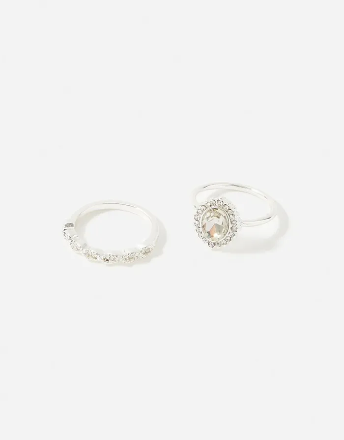 Accessorize Wedding Ring Twinset White Crystal Women Rings