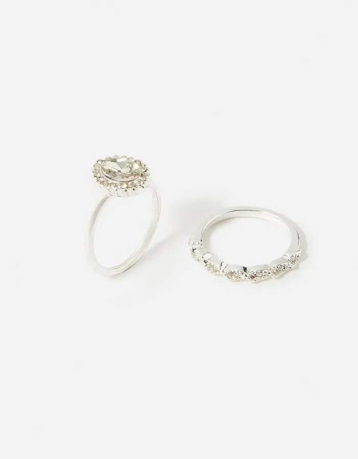 Accessorize Wedding Ring Twinset White Crystal Women Rings