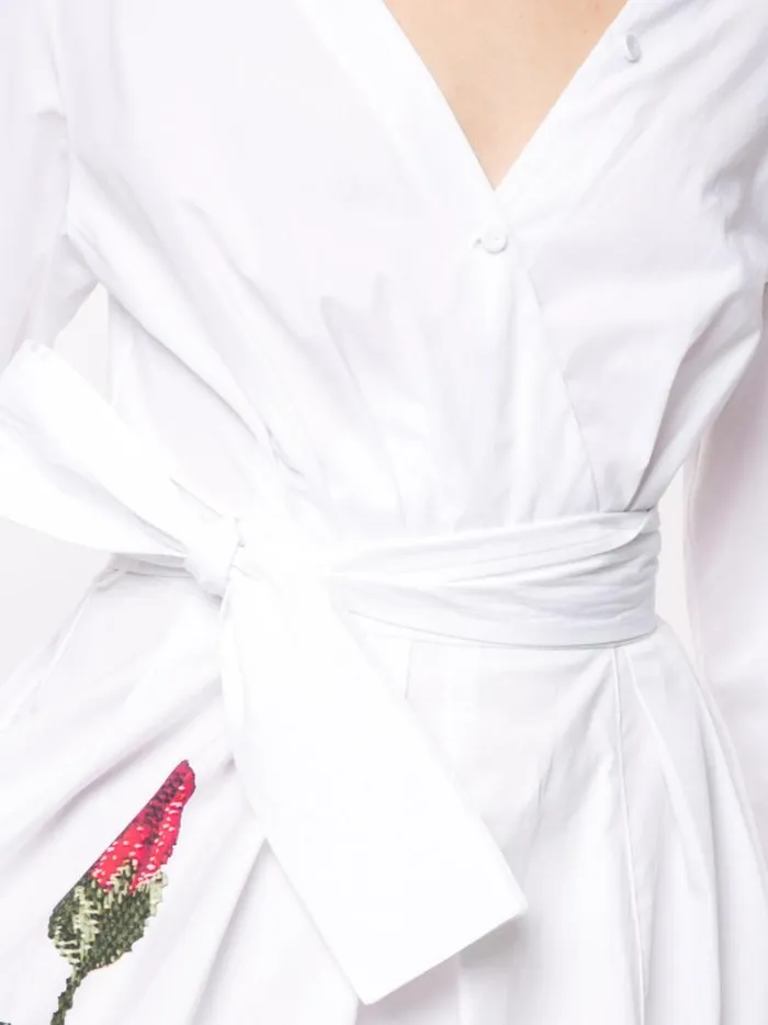 Adam Lippes Dresses and Jumpsuits Asymmetrical Wrap Dress In Printed Poplin White Large Daisy 8211 Women