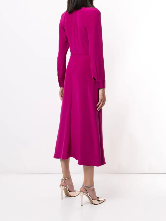 Adam Lippes Dresses and Jumpsuits Long Sleeve Dress With Neck Twist In Silk Crepe Orchid 8211 Women