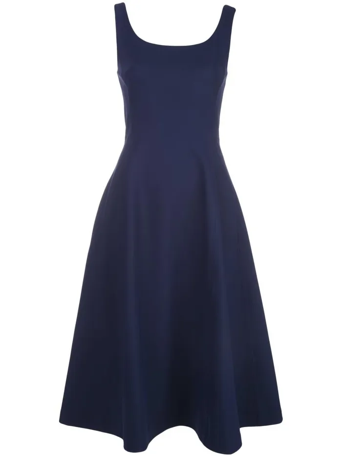 Adam Lippes Dresses and Jumpsuits Scoop Neck Flare Dress In Bonded Neoprene Navy 8211 Women