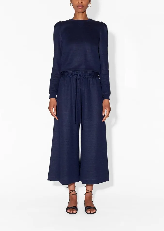 Adam Lippes Pants WideLeg Culotte In Luxe Jersey Navy 8211 Women