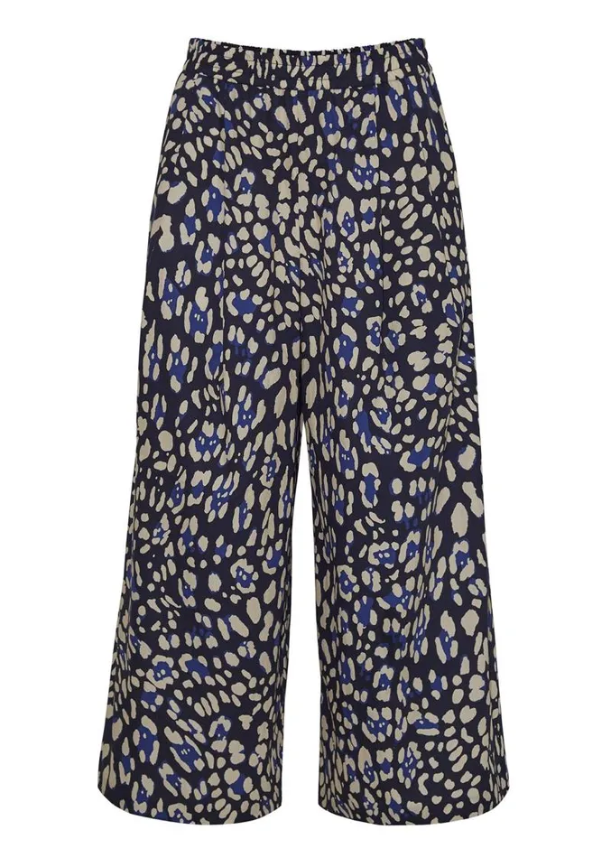 Adam Lippes Pants WideLeg Culotte In Printed Poplin Blue Leopard 8211 Women