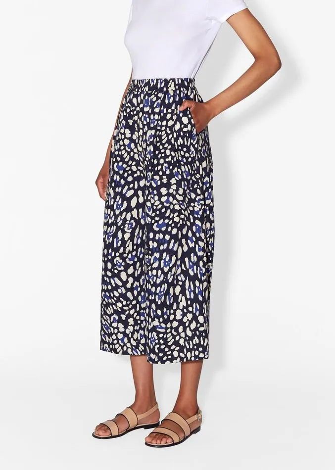 Adam Lippes Pants WideLeg Culotte In Printed Poplin Blue Leopard 8211 Women