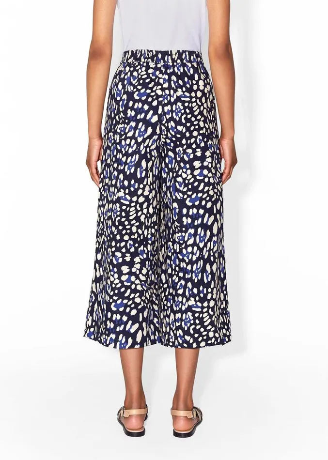 Adam Lippes Pants WideLeg Culotte In Printed Poplin Blue Leopard 8211 Women