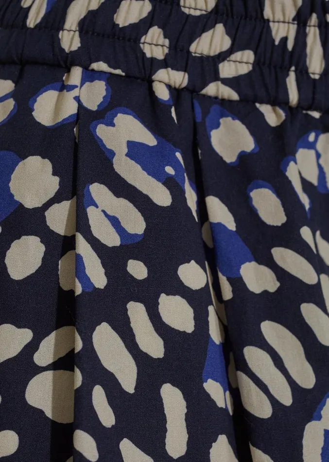 Adam Lippes Pants WideLeg Culotte In Printed Poplin Blue Leopard 8211 Women