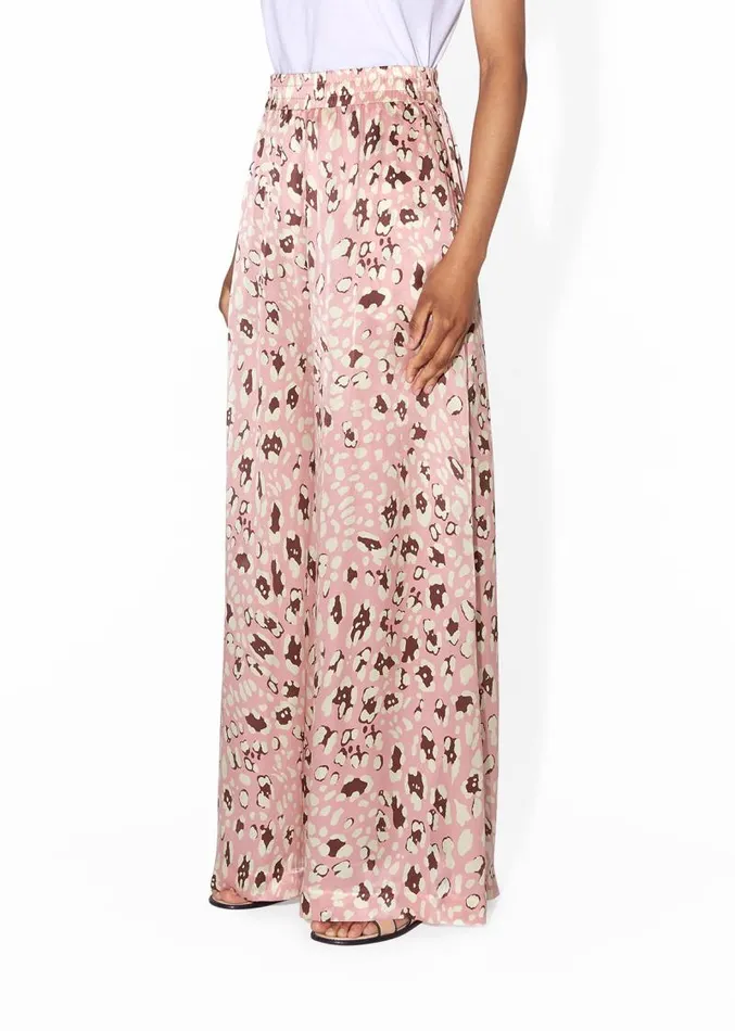 Adam Lippes Pants WideLeg Pant In Printed Charmeuse Pink Leopard 8211 Women