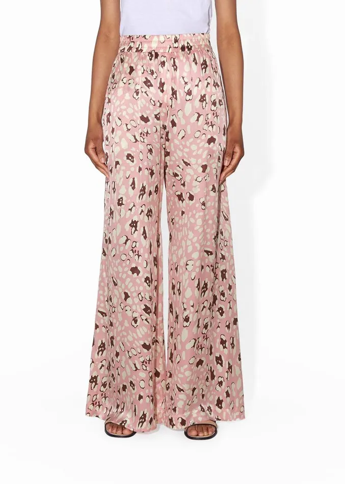 Adam Lippes Pants WideLeg Pant In Printed Charmeuse Pink Leopard 8211 Women
