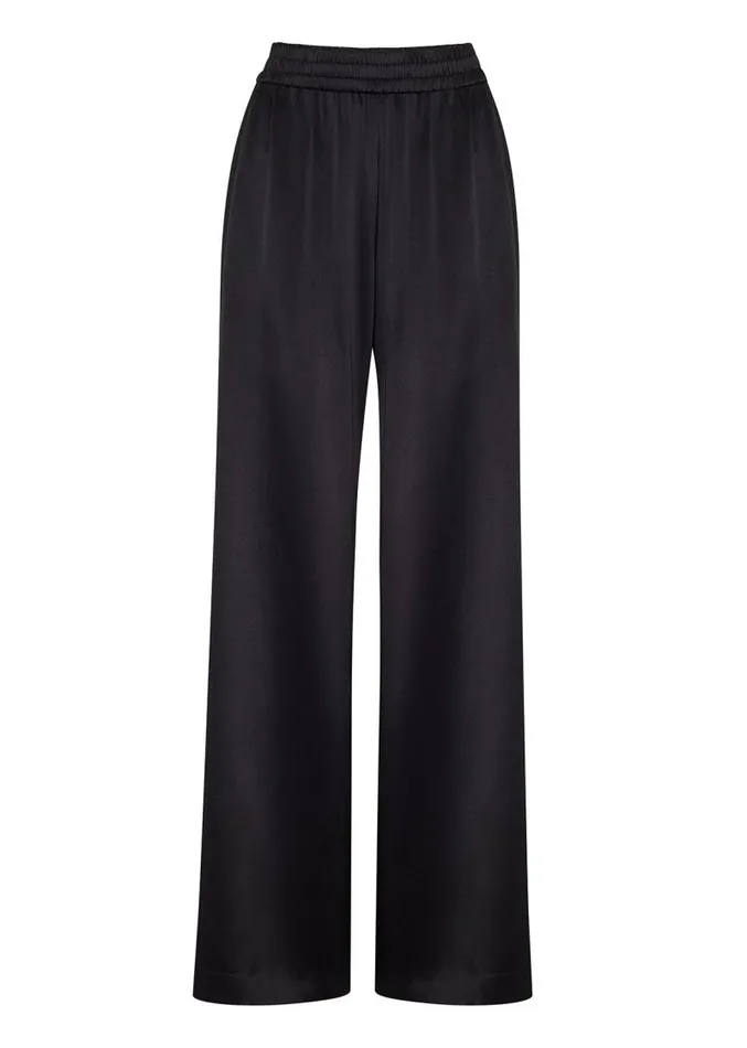 Adam Lippes Pants WideLeg Sweatpant In Silk Charmeuse Black 8211 Women