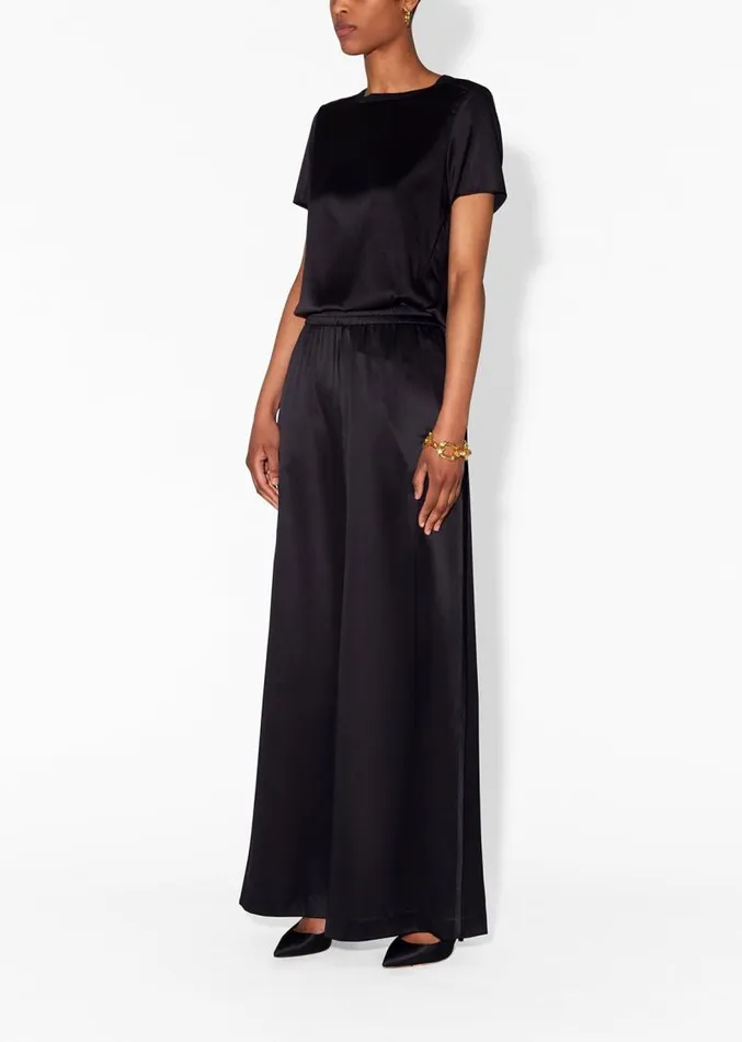 Adam Lippes Pants WideLeg Sweatpant In Silk Charmeuse Black 8211 Women