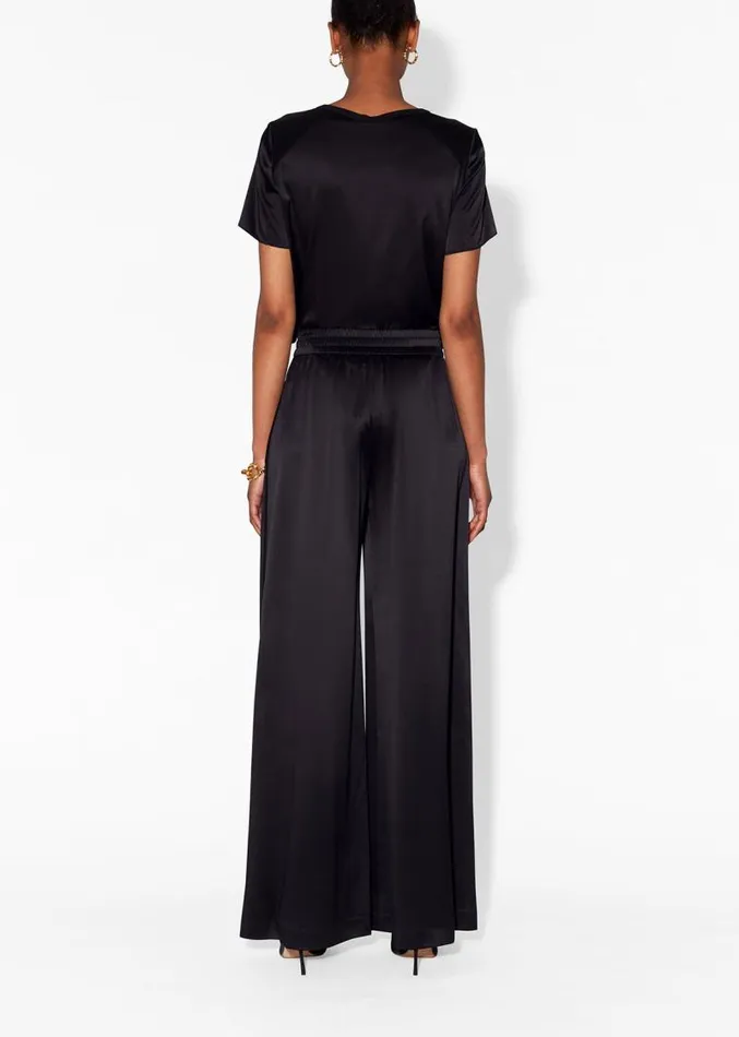 Adam Lippes Pants WideLeg Sweatpant In Silk Charmeuse Black 8211 Women