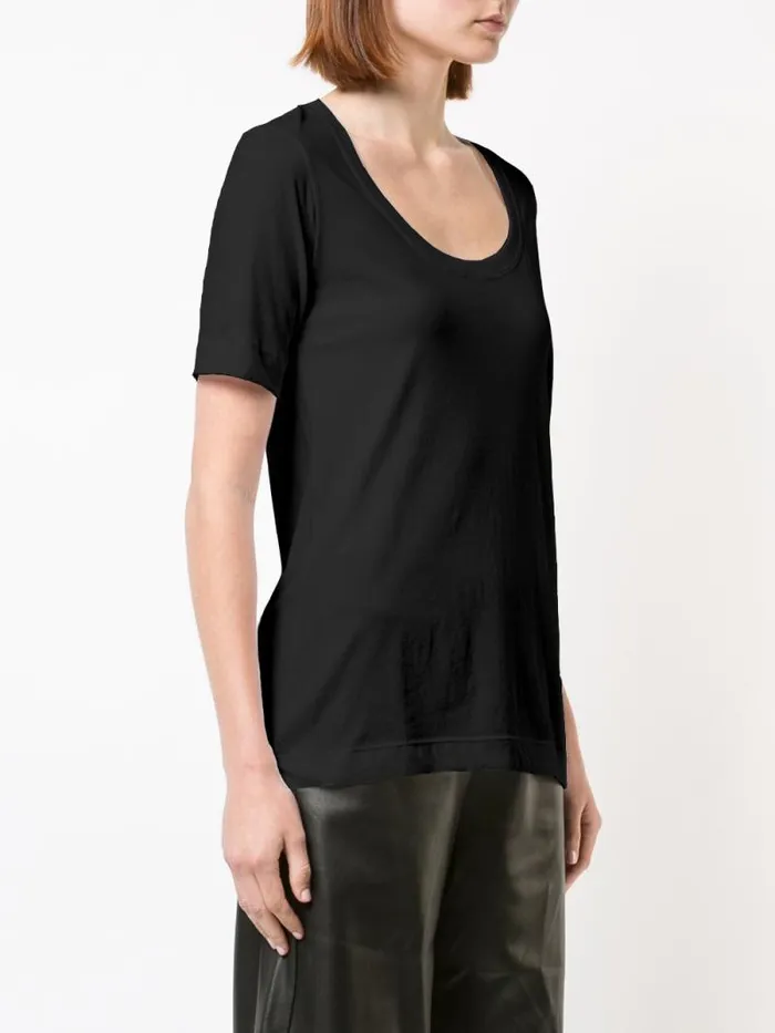Adam Lippes Pima Cotton TShirts Short Sleeve Scoop Neck TShirt In Pima Cotton Black 8211 Women Adam Lippes Pima Cotton TShirts Short Sleeve Scoop Neck TShirt In Pima Cotton Black 8211 Women