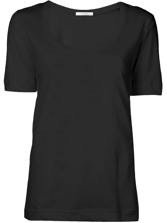 Adam Lippes Pima Cotton TShirts Short Sleeve Scoop Neck TShirt In Pima Cotton Black 8211 Women