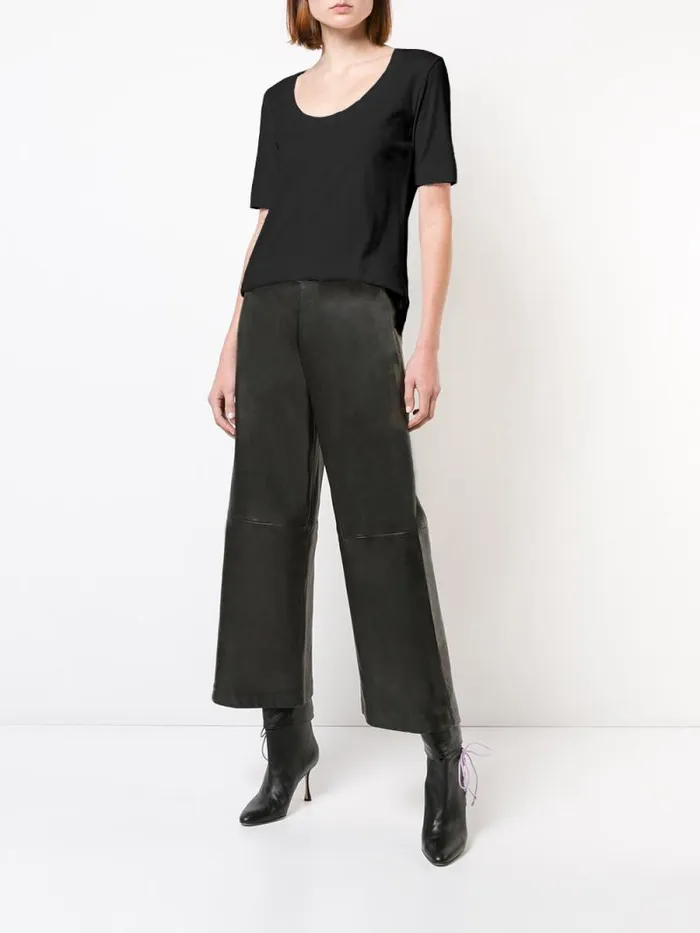 Adam Lippes Pima Cotton TShirts Short Sleeve Scoop Neck TShirt In Pima Cotton Black 8211 Women