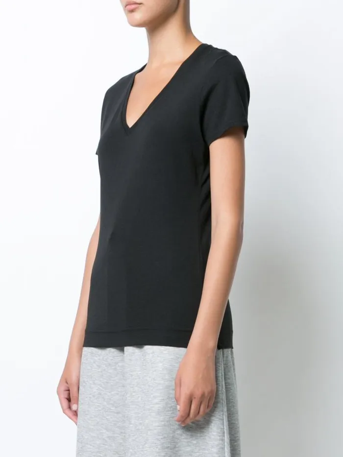 Adam Lippes Pima Cotton TShirts Short Sleeve VNeck TShirt In Pima Cotton Black 8211 Women Adam Lippes Pima Cotton TShirts Short Sleeve VNeck TShirt In Pima Cotton Black 8211 Women