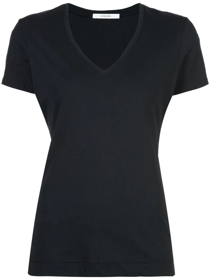 Adam Lippes Pima Cotton TShirts Short Sleeve VNeck TShirt In Pima Cotton Black 8211 Women