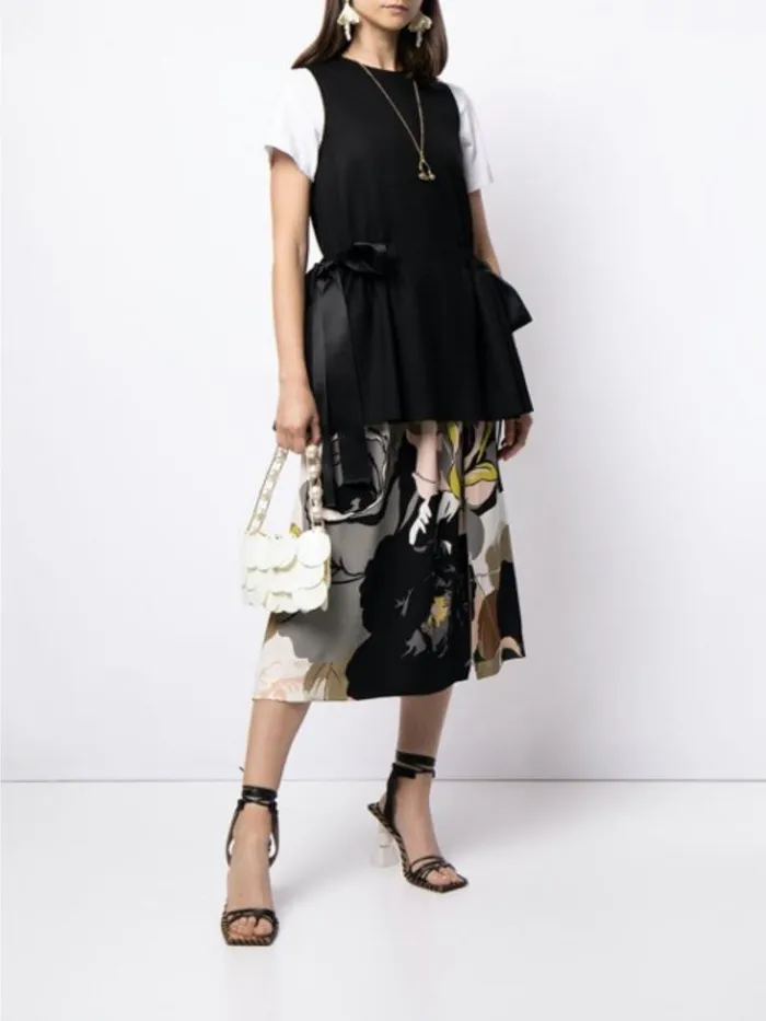 Adam Lippes Skirts Elastic Waist Skirt In Printed Silk Ivory Floral 8211 Women