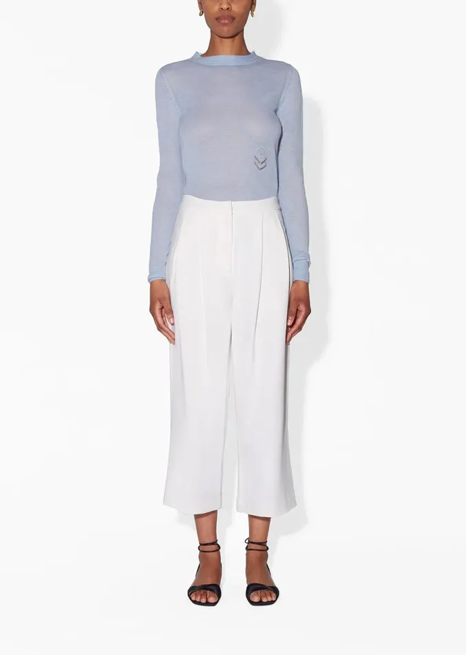 Adam Lippes Sweaters Crewneck Sweater In Lightweight Cashmere Light Blue 8211 Women
