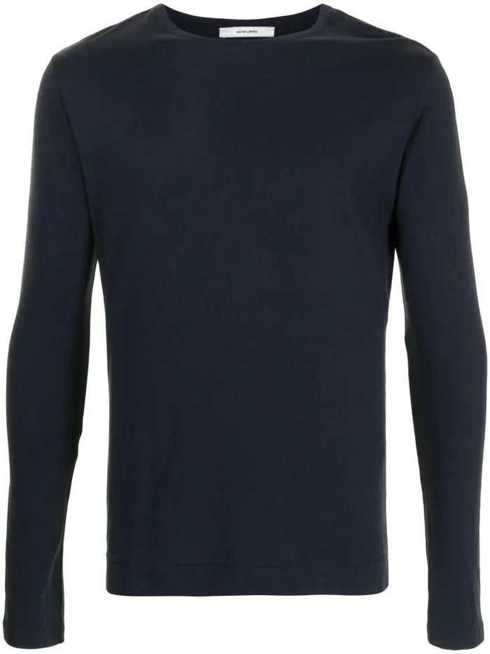 Adam Lippes TShirts Long Sleeve Crewneck TShirt In Pima Cotton Navy 8211 Men