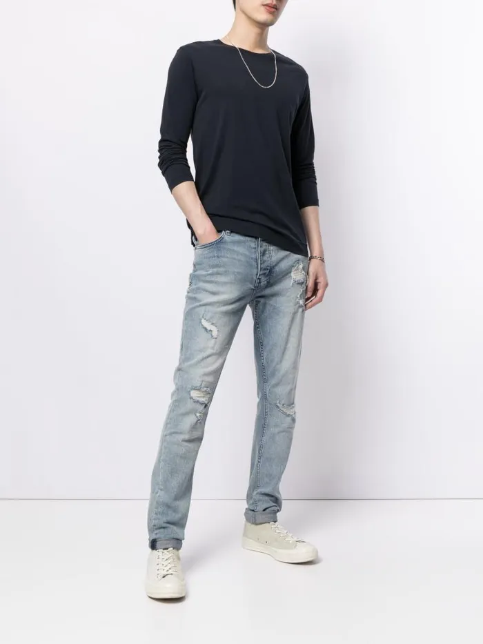 Adam Lippes TShirts Long Sleeve Crewneck TShirt In Pima Cotton Navy 8211 Men