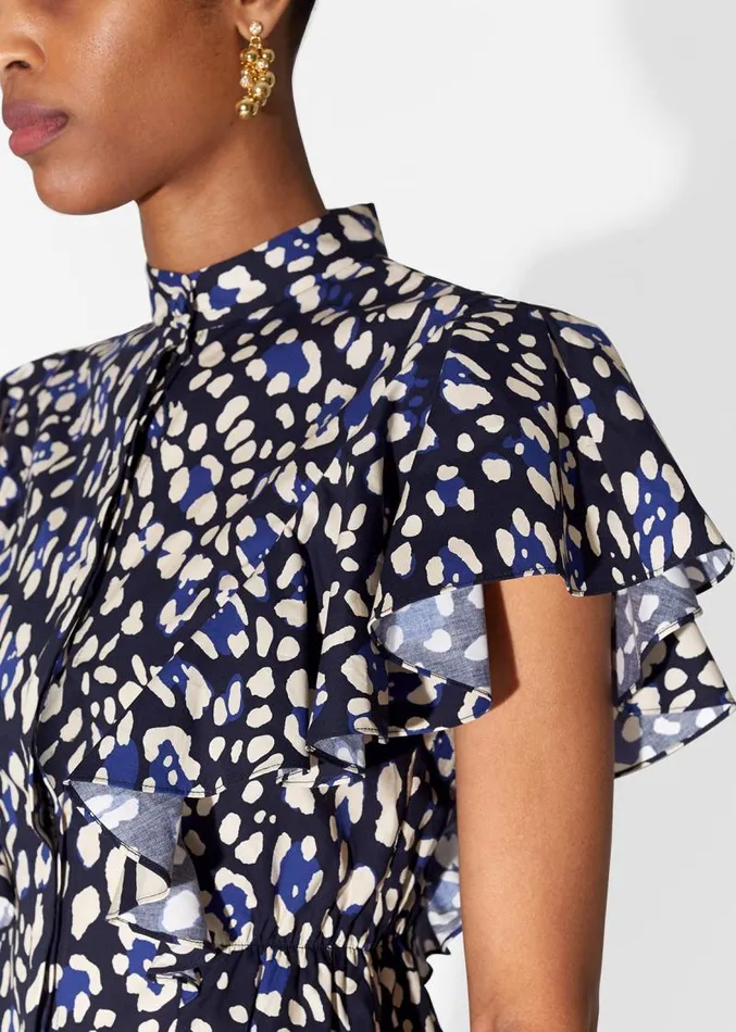 Adam Lippes Tops Ruffle Shell In Printed Poplin Blue Leopard 8211 Women