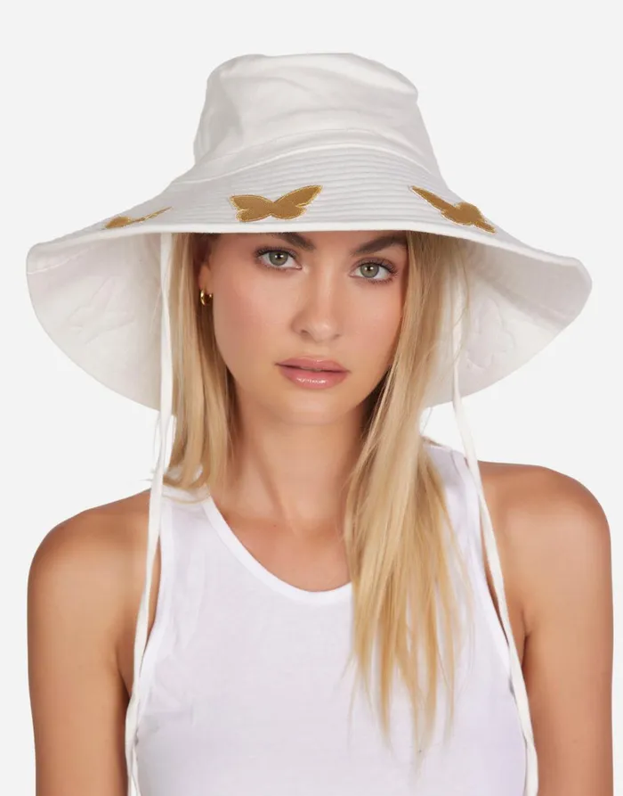 Adina Gold Butterfly Patches White Women039s Lauren Moshi Hats