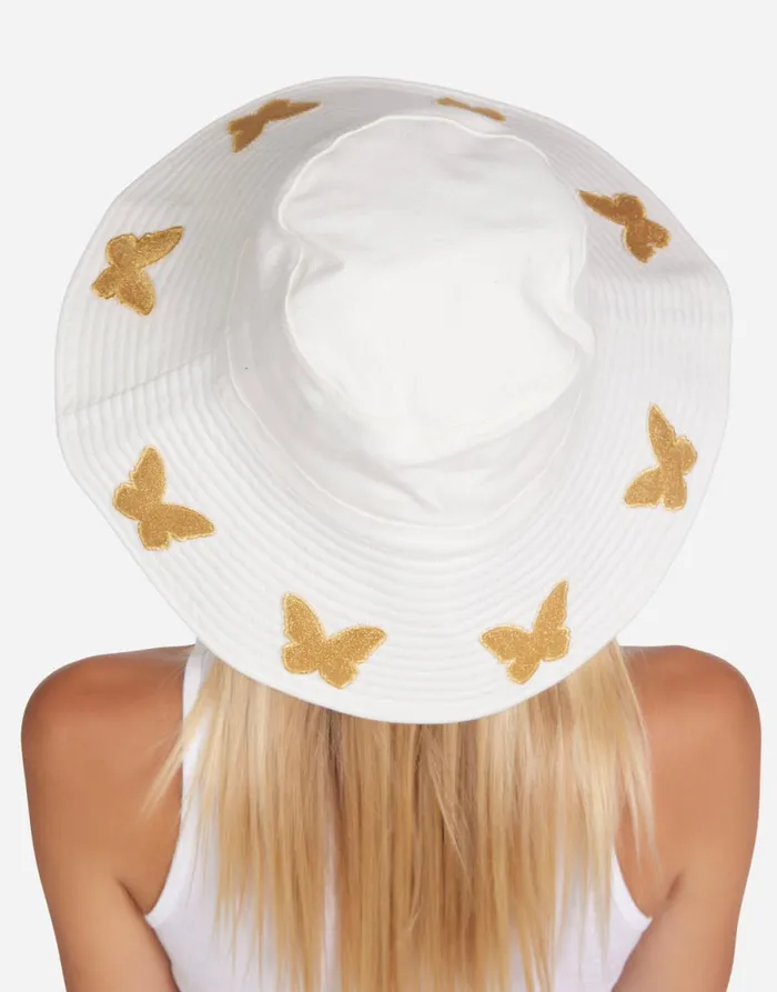 Adina Gold Butterfly Patches White Women039s Lauren Moshi Hats