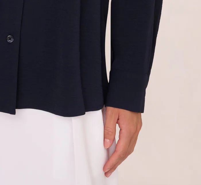 Adrianna Papell Coord Sets Textured Button Up Top With Long Sleeves In Blue Moon 8211 Women