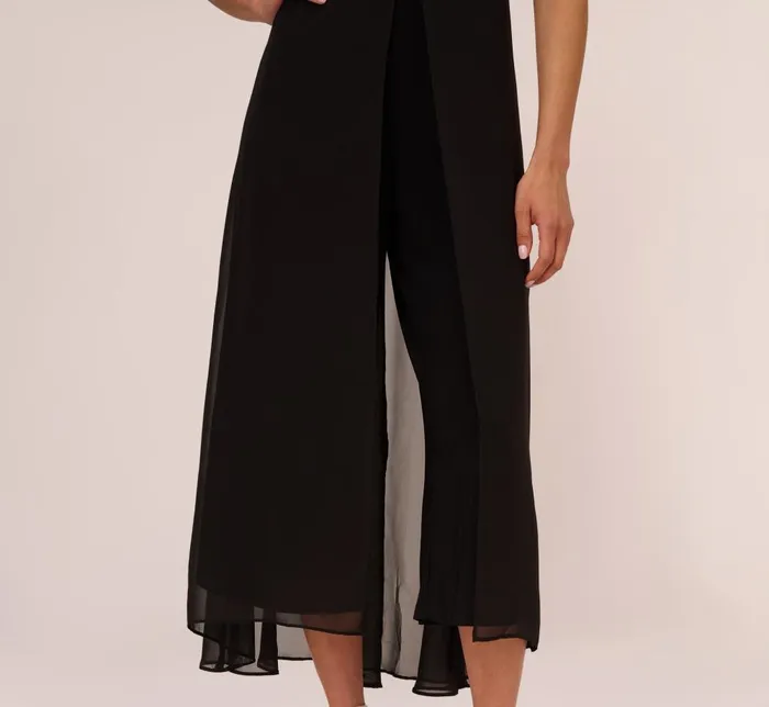 Adrianna Papell Day Dresses Cropped Jumpsuit With Pintuck Bodice In Black 8211 Women