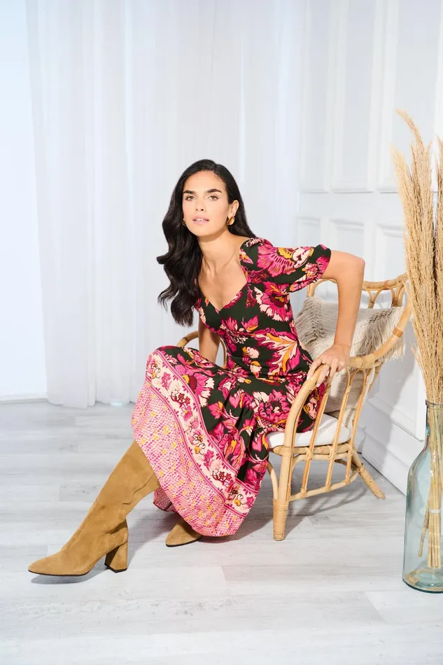 Adrianna Papell Day Dresses Floral Print Maxi Dress With Puff Sleeves In Hunter Multi 8211 Women