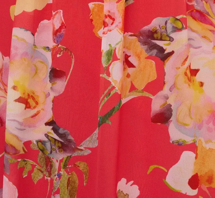 Adrianna Papell Day Dresses Floral Print Midi Dress With Twist Neckline In Coral Multi 8211 Women
