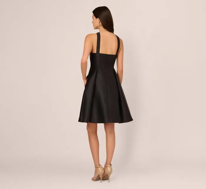 Adrianna Papell Day Dresses Halter Mikado Dress With Jeweled Ring Accent In Black 8211 Women