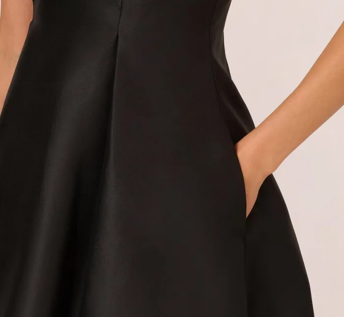 Adrianna Papell Day Dresses Halter Mikado Dress With Jeweled Ring Accent In Black 8211 Women