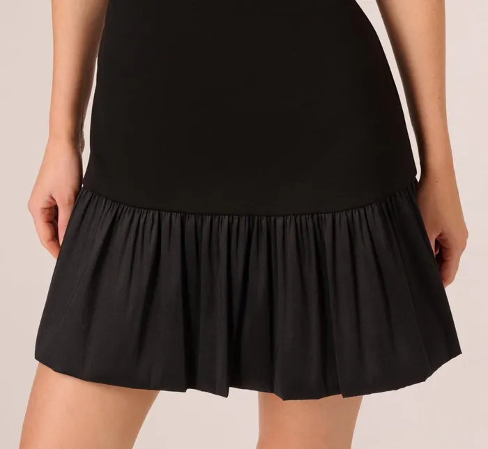 Adrianna Papell Day Dresses Ponte Taffeta Drop Waist Flounce Dress In Black 8211 Women