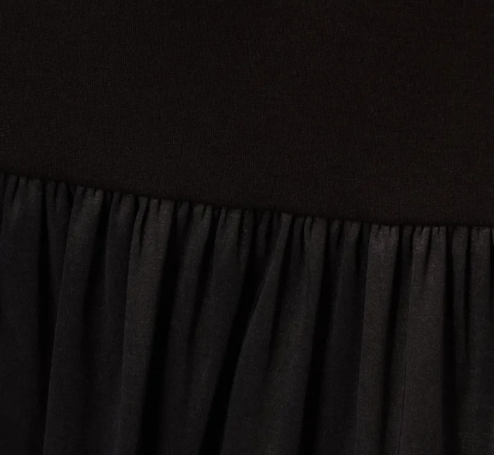 Adrianna Papell Day Dresses Ponte Taffeta Drop Waist Flounce Dress In Black 8211 Women