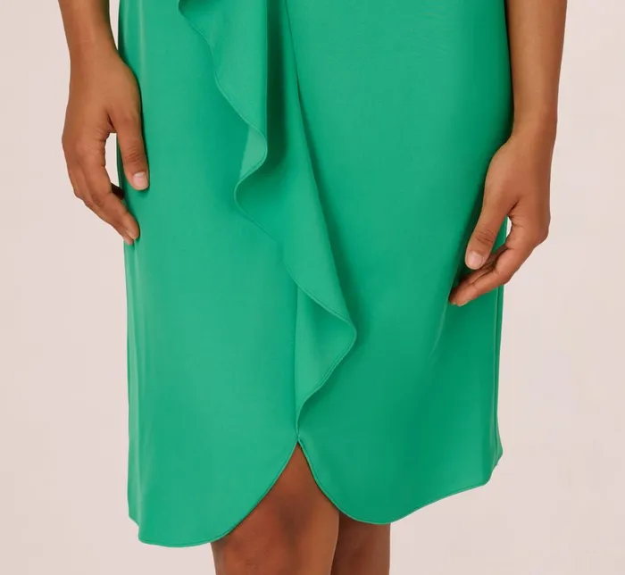 Adrianna Papell Day Dresses Ruffle Popover Midi Dress With Chain Halter Neckline In Flora Green 8211 Women