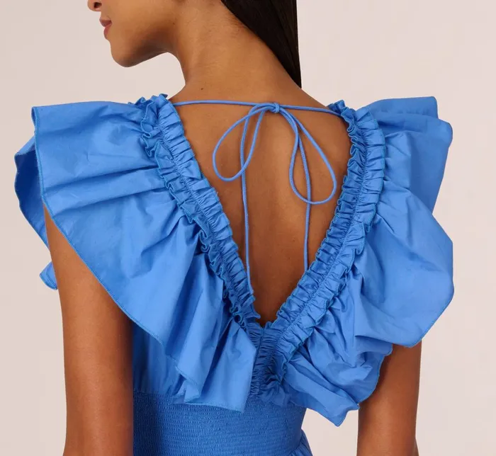 Adrianna Papell Day Dresses Ruffled Maxi Dress With Shirred Details In Cool Water 8211 Women