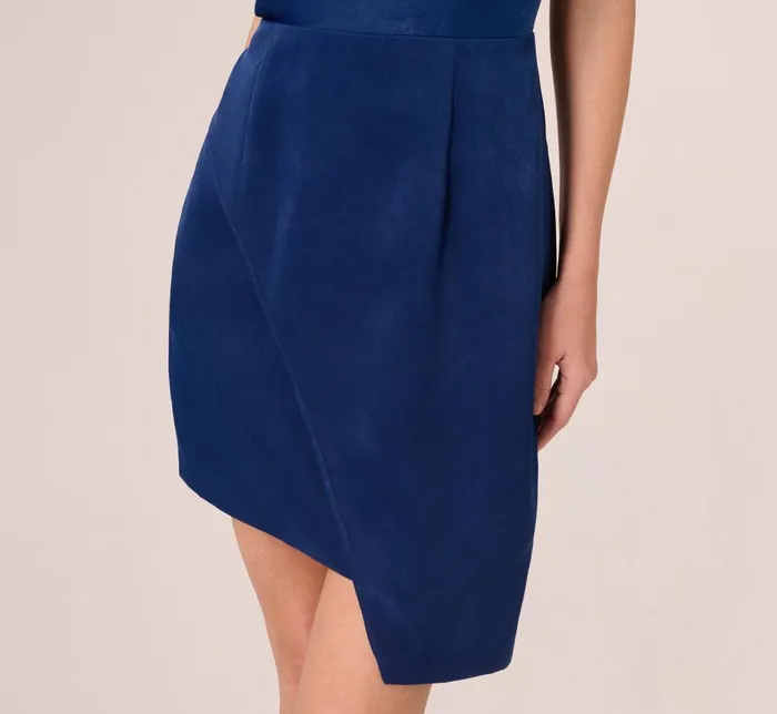 Adrianna Papell Day Dresses Satin Sleeveless Asymmetric Dress With Draped Neckline In Navy 8211 Women